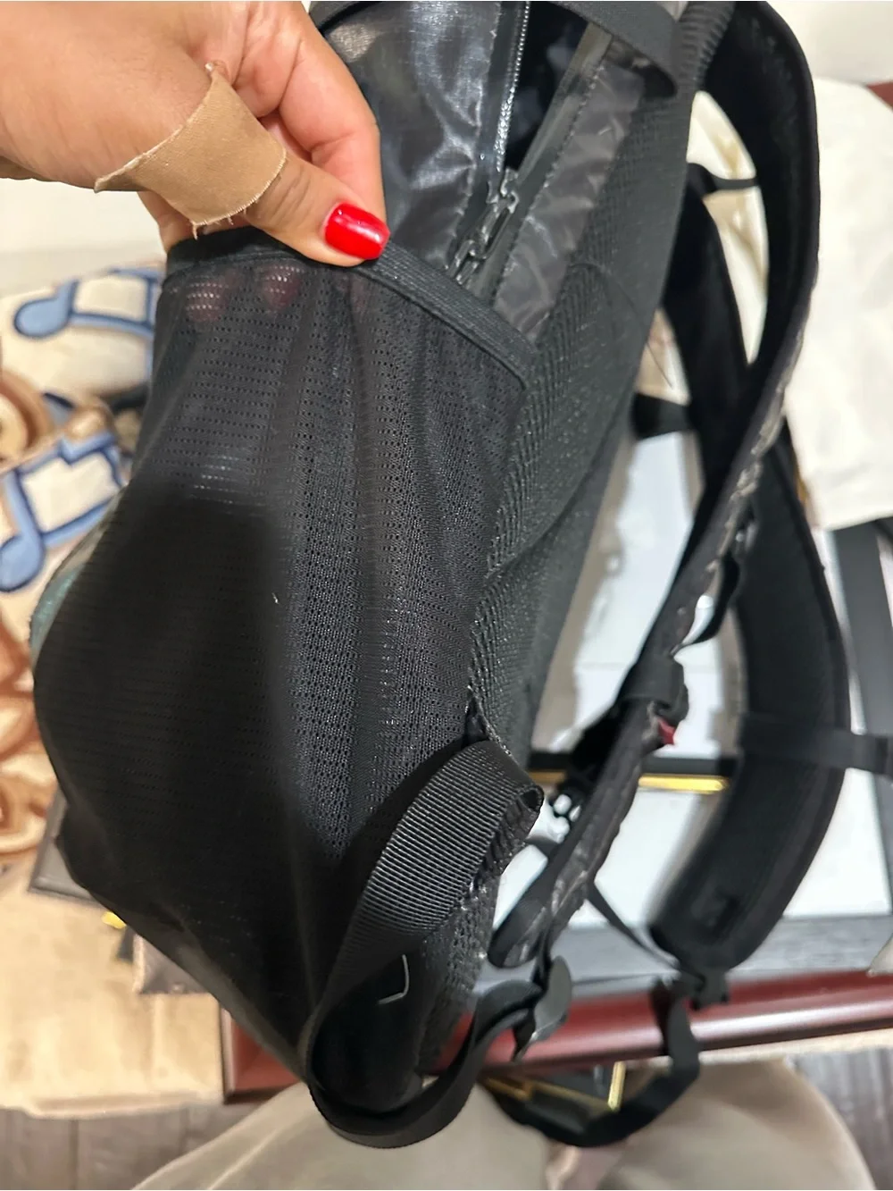 Supreme Black Shiny Backpack with Bungee Cord